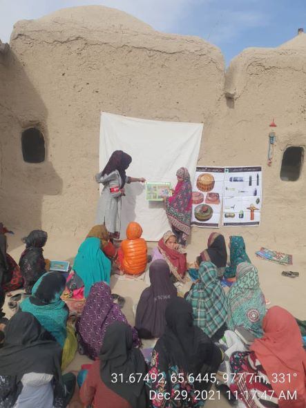 An explosive ordnance risk education session for women