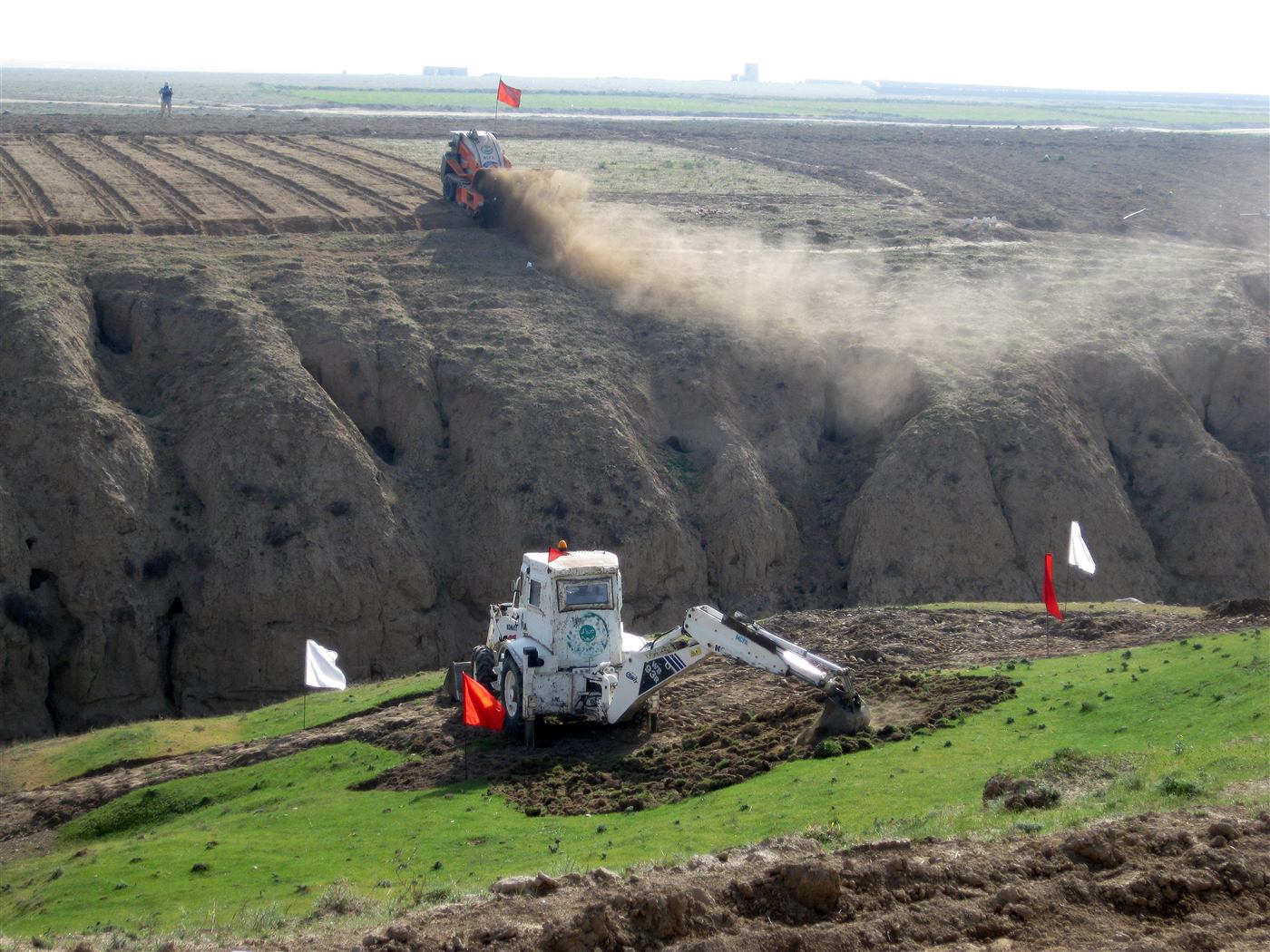 Mechanical demining units working during a clearance operation